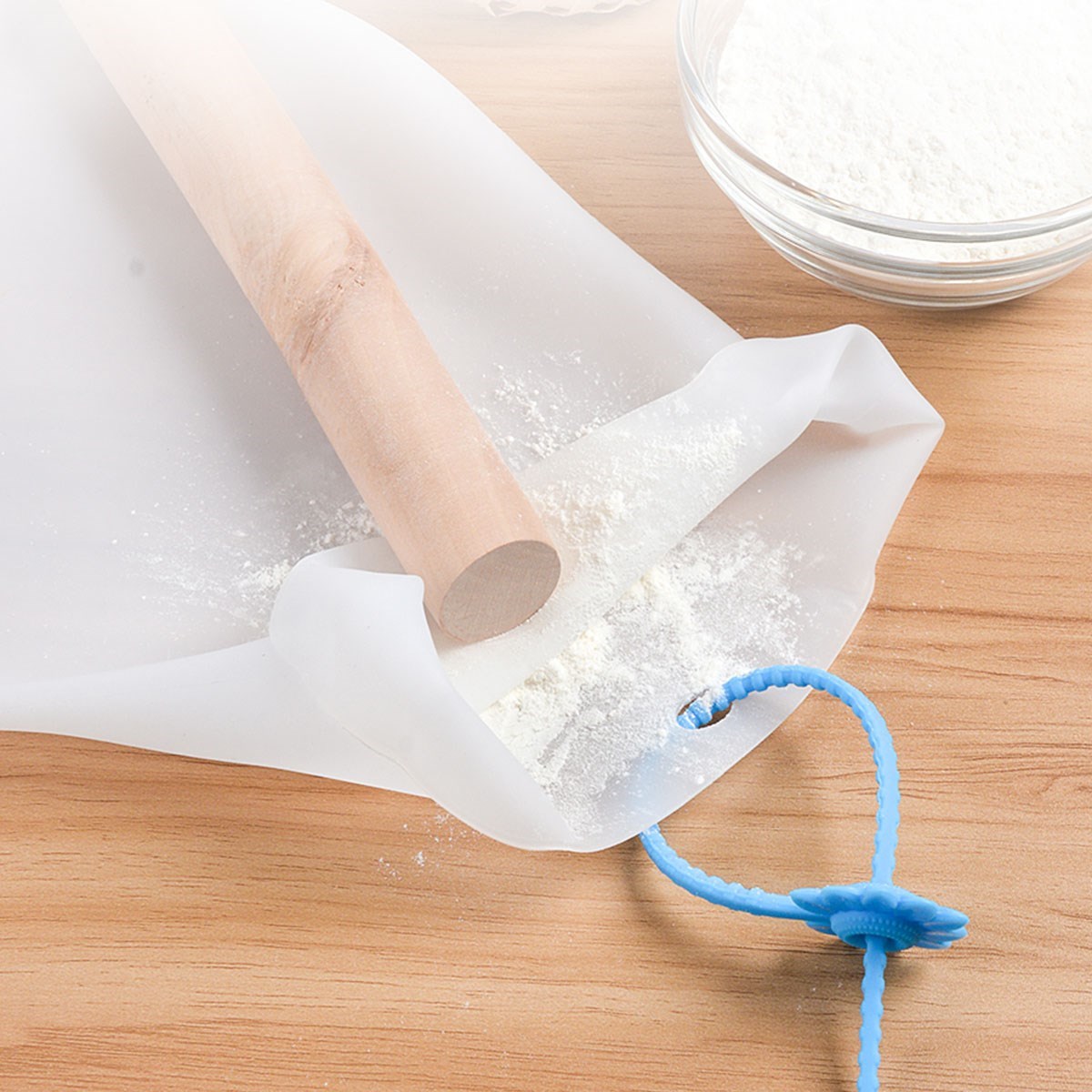 Orta Hamur Torbası Silikon Şeffaf Hamur Yoğurma Torbası Ekmek Makarna Mantı Hamuru Kolay Yoğurma (5286)