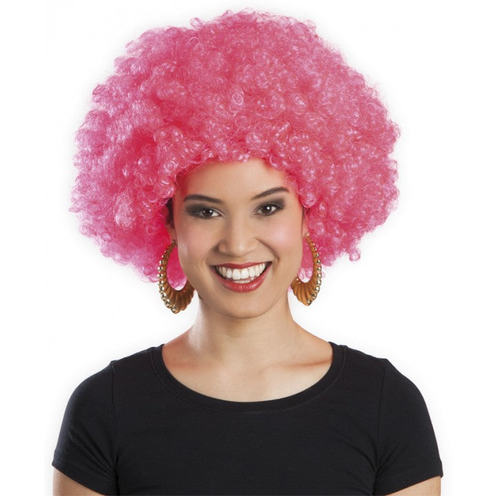 Pembe Renk Kıvırcık Afro Bonus Peruk (5286)