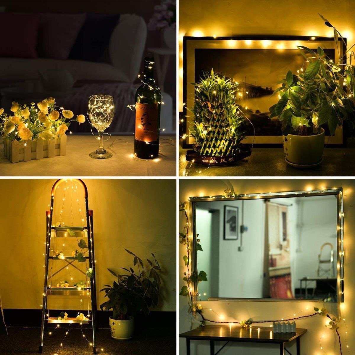 Peri Led Işık 10 Metre (Sarı) Pilli Aydınlatma Şerit Led Saçak Spot Süsleme (5286)