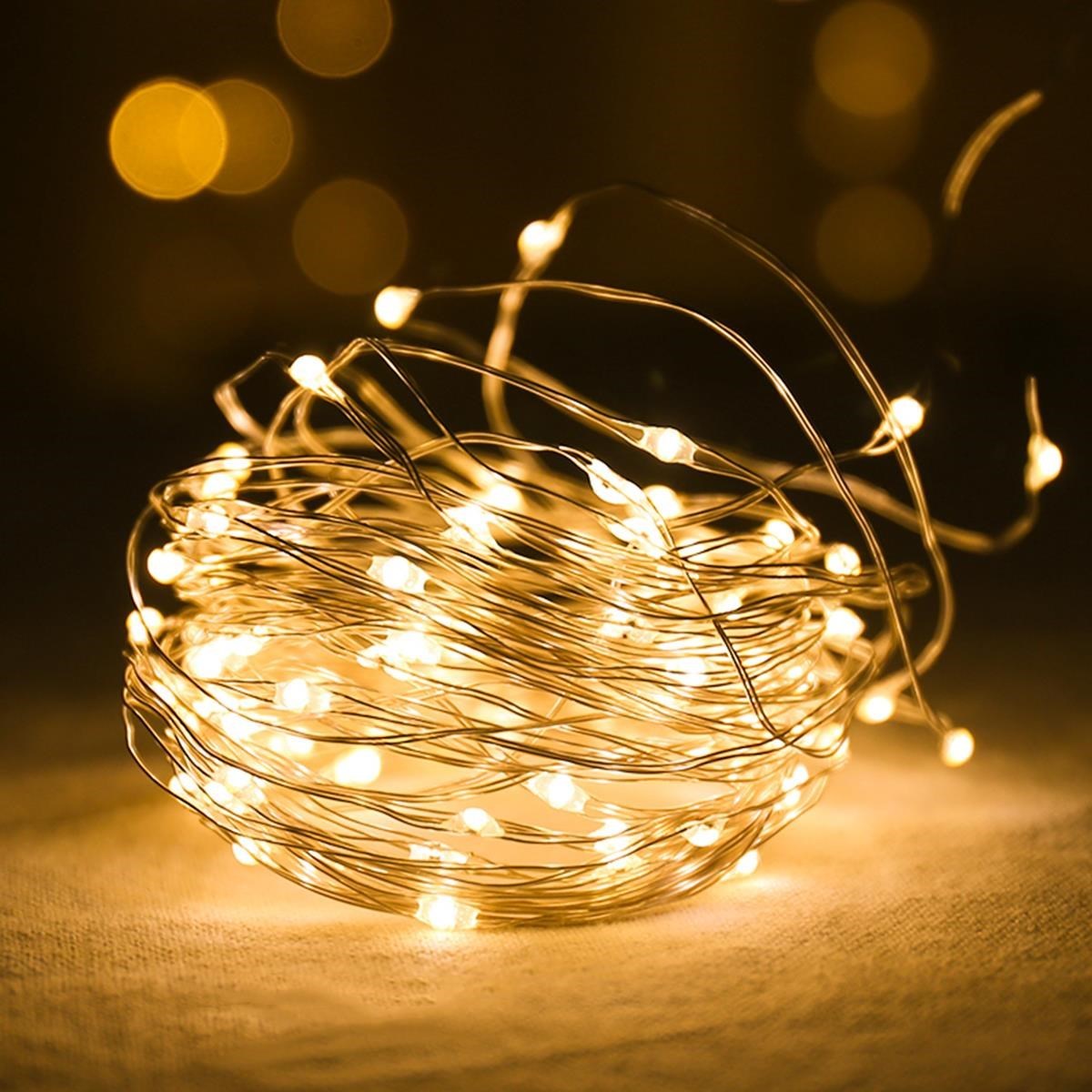 Peri Led Işık 10 Metre (Sarı) Pilli Aydınlatma Şerit Led Saçak Spot Süsleme (5286)