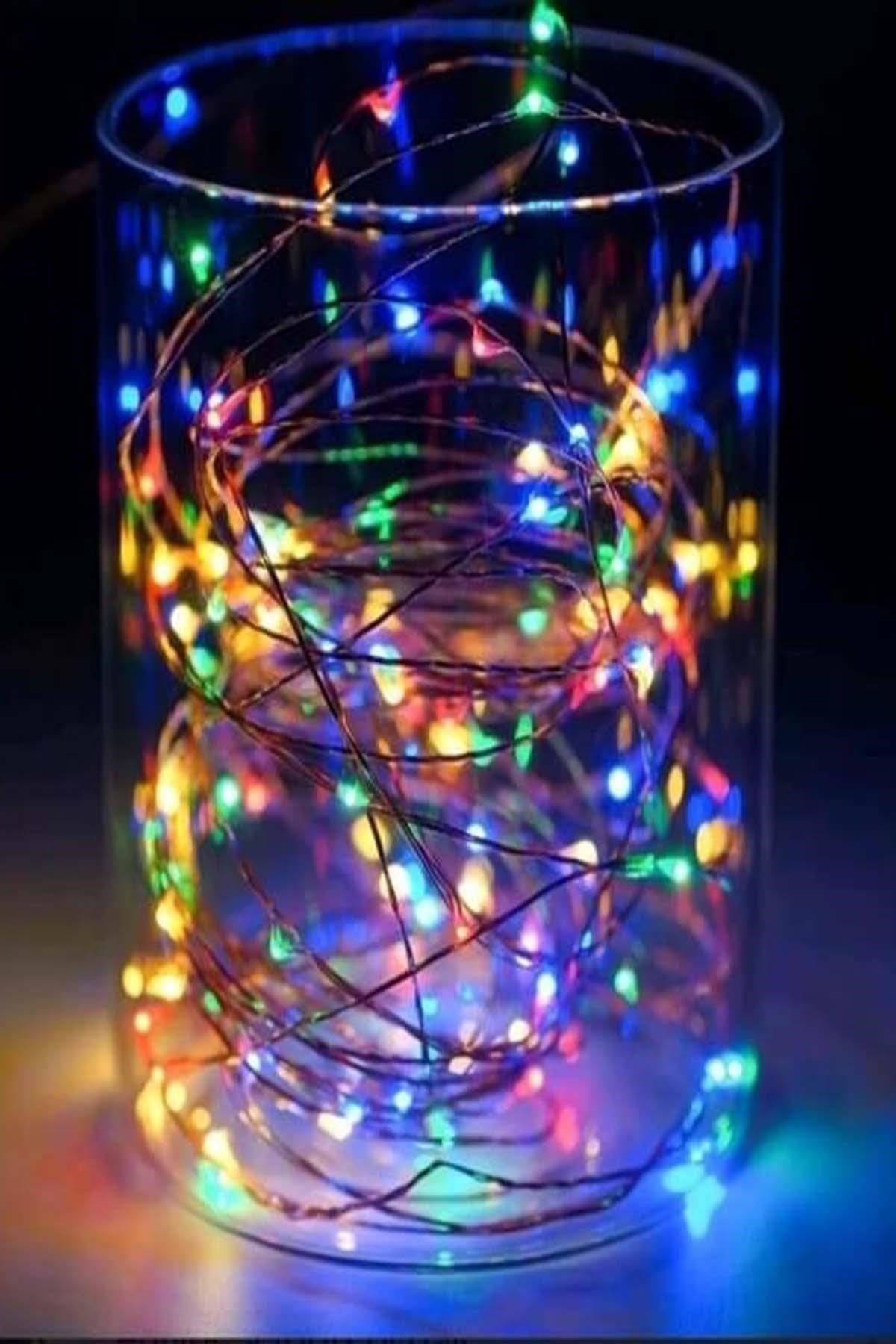 Pilli Renkli Peri Led Işık Dekoratif Aydınlatma 5 Metre RGB Led (5286)
