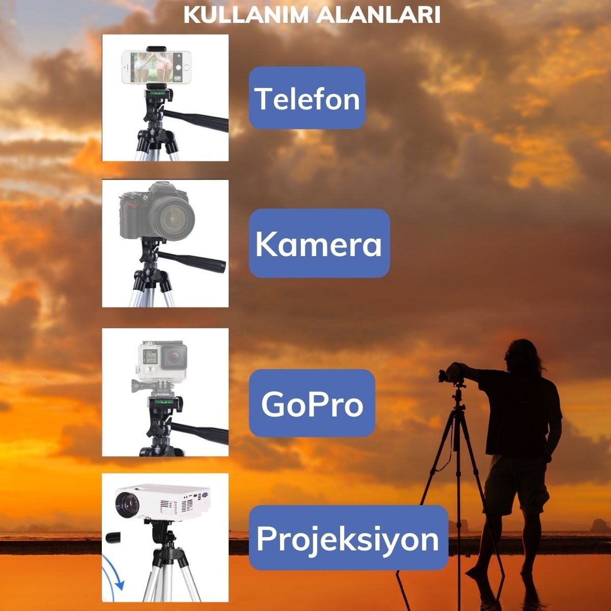 Profesyonel Fotoğraf Makinası Tripodu (5286)