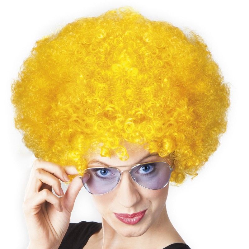 Sarı Renk Kıvırcık Afro Bonus Peruk (5286)