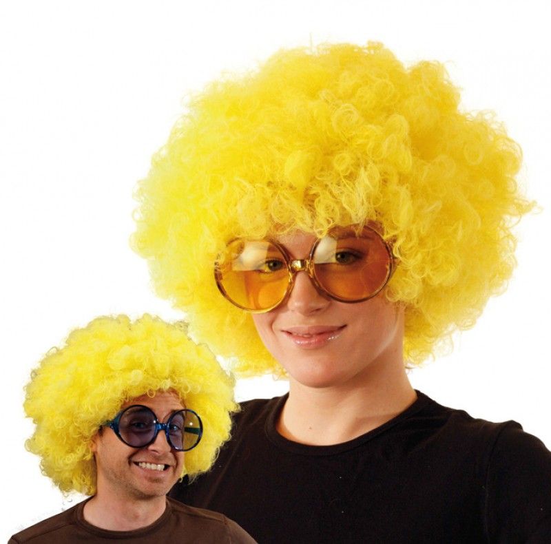 Sarı Renk Kıvırcık Afro Bonus Peruk (5286)