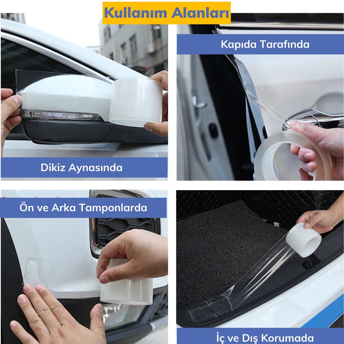 Şeffaf Su Geçirmeyen Dayanıklı Kolay Yapışan Çizilmeye Dayanıklı Oto Darbe Koruyucu Bant (5286)