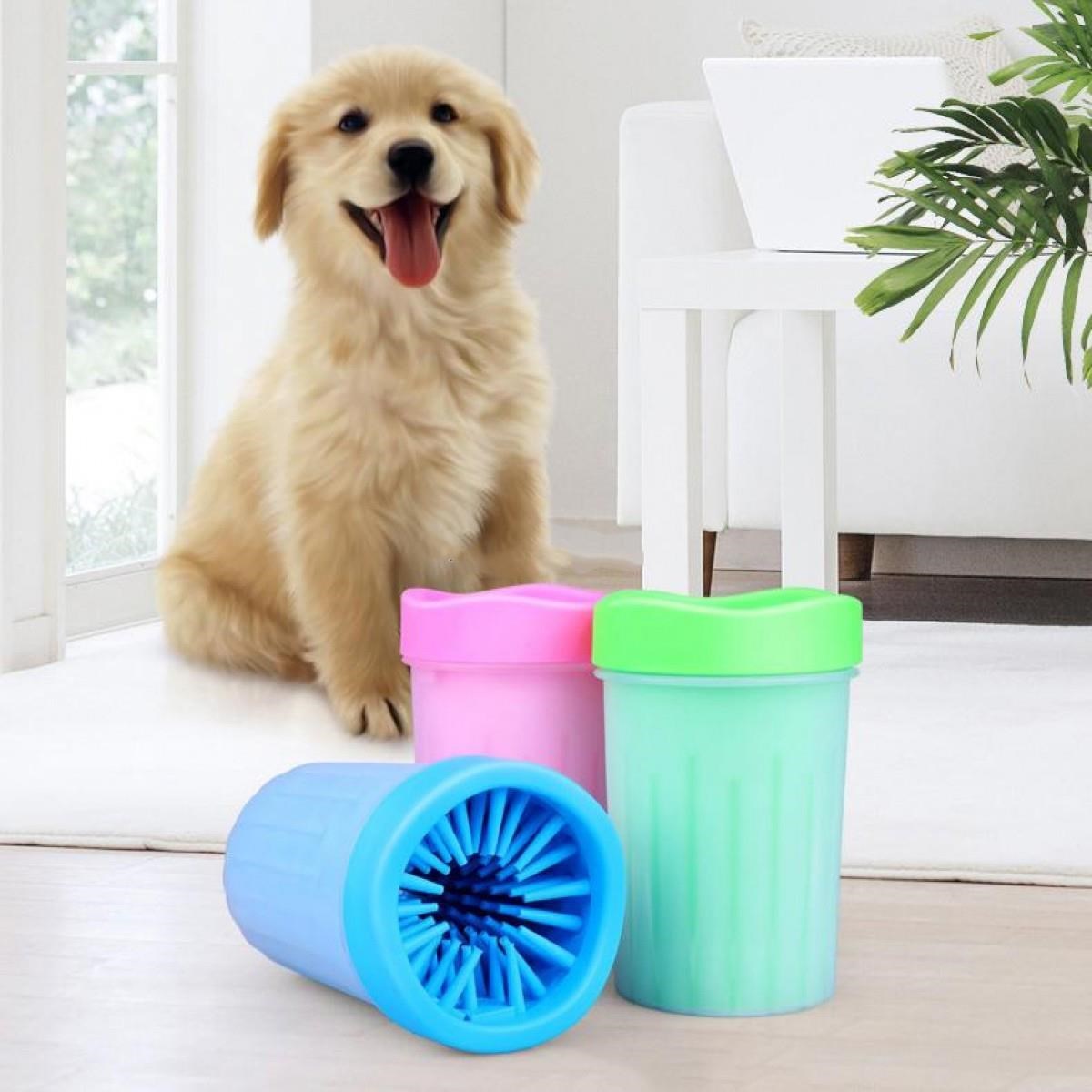 Silikon Jel Fırçalı Kedi Köpek Pati Ayak Yıkama Temizleme Kovası (Küçük) (5286)