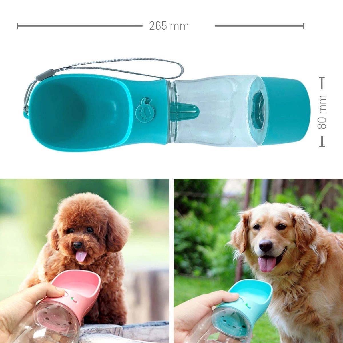 Taşınabilir Mama Hazneli Evcil Hayvan Suluğu Seyahat Kabı Kilitlenebilen Su Sızdırmaz 380ML (5286)