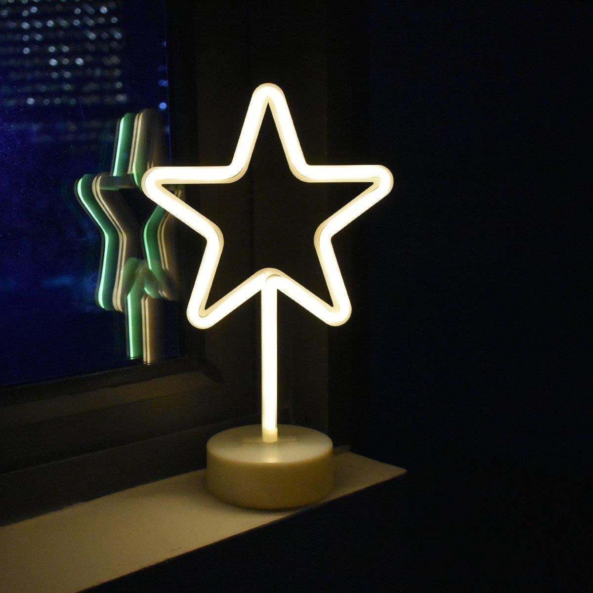 Yıldız Tasarımlı Neon Led Masa Ve Gece Lambası Dekoratif Işık (5286)