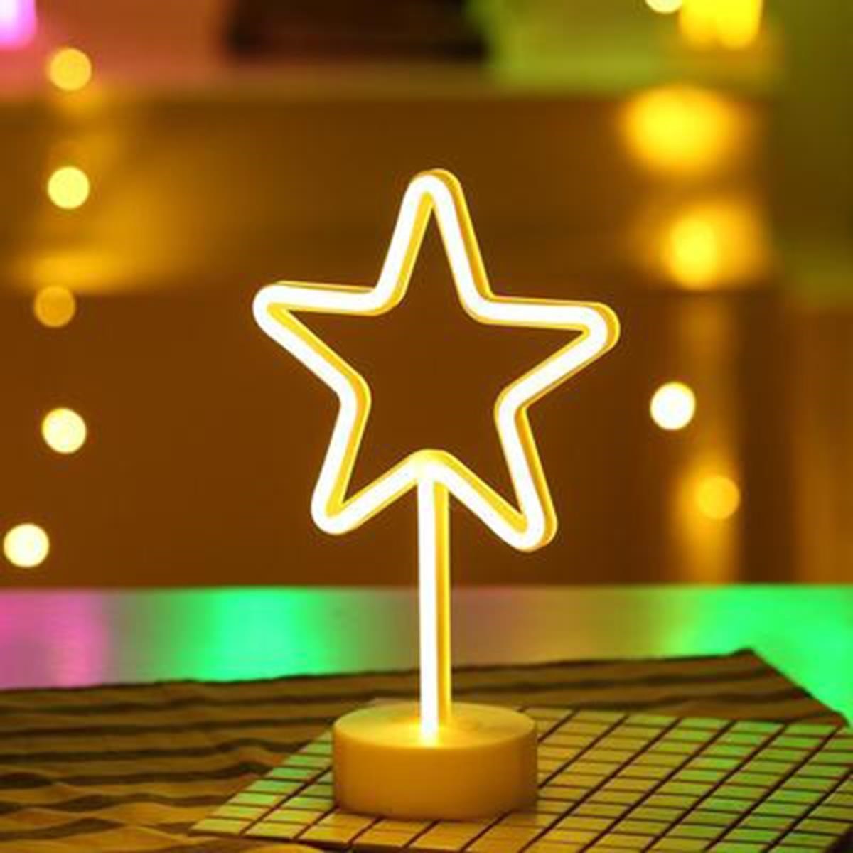Yıldız Tasarımlı Neon Led Masa Ve Gece Lambası Dekoratif Işık (5286)
