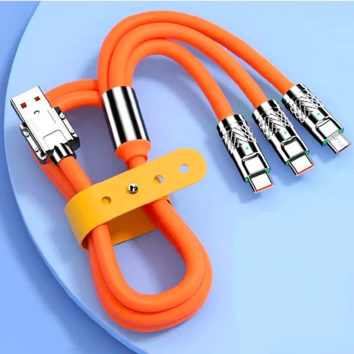 ANKAVERSE® 3 in 1 Type-C + Micro Usb + Lightning Hızlı Şarj Kablosu Silikon Kablo 1 Metre Opp Ambalaj