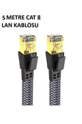 Cat 8 LAN Kablosu –Ethernet Kablosu Örgü Kaplama, Yüksek Hızlı  (5 METRE)