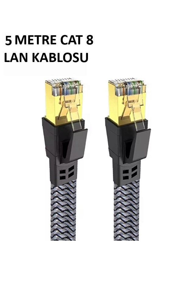 Cat 8 LAN Kablosu –Ethernet Kablosu Örgü Kaplama, Yüksek Hızlı  (5 METRE)