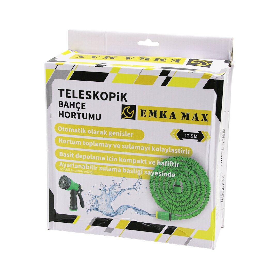 12.5MT TELESKOPİK UZAYAN BAHÇE HORTUMU 7 FONKSİYON AYARLI TETİKLİ TABANCA (5286)