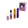 12 ADET MİNİ=CEP - ÇANTA BOY BOŞ SPREY PARFÜM ŞİŞESİ 5ML RENKLİ PLS. SEVİYE PENCERELİ (5286)
