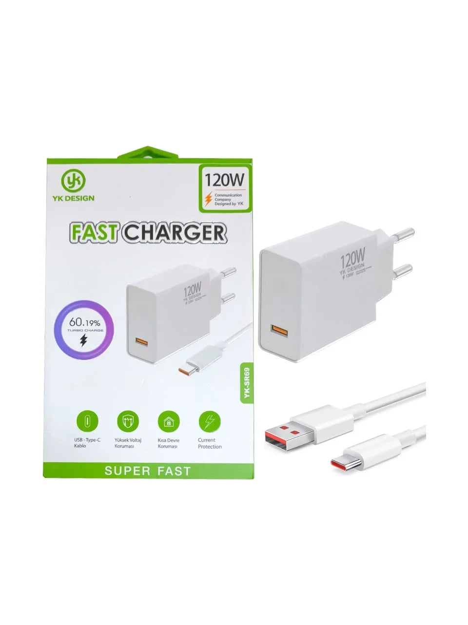 120W Süper Hızlı Şarj Cihazı - USB Type-C (5286)