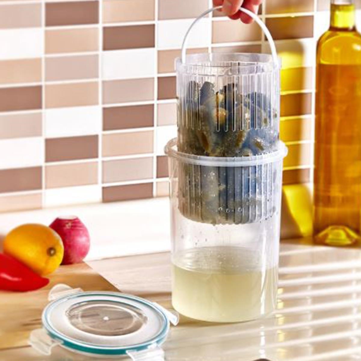 ANKAVERSE® Süzgeçli Klipsli Saklama Kabı - Zeytin ve Turşu İçin