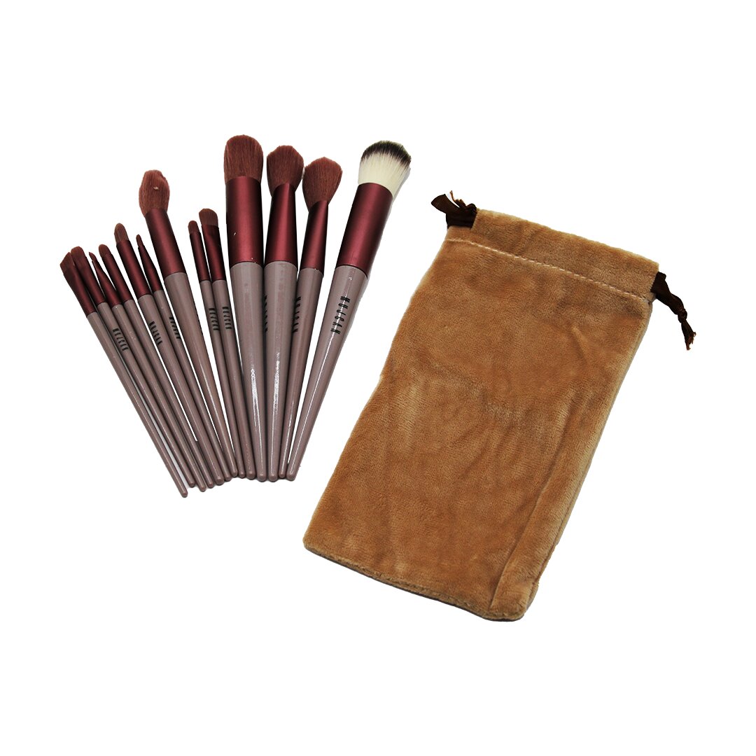 13PCS EFLATUN KADİFE TORBALI MAKYAJ FIRÇA SET (5286)