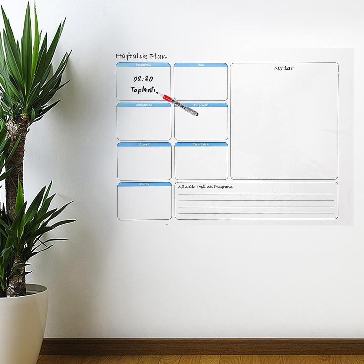 ANKAVERSE® Haftalık Planlayıcı Manyetik Duvar Stickerı Takvim 56 cm x 70 cm