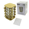 16PCS KARE - DÖNER STANDLI CAM - BAMBU KAPAK TUZLUK - BAHARATLIK BAMBU STAND (5286)