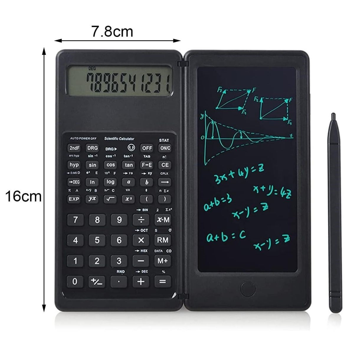 ANKAVERSE® Katlanabilir Bilimsel Hesap Makinesi - Silinebilir LCD Tabletli