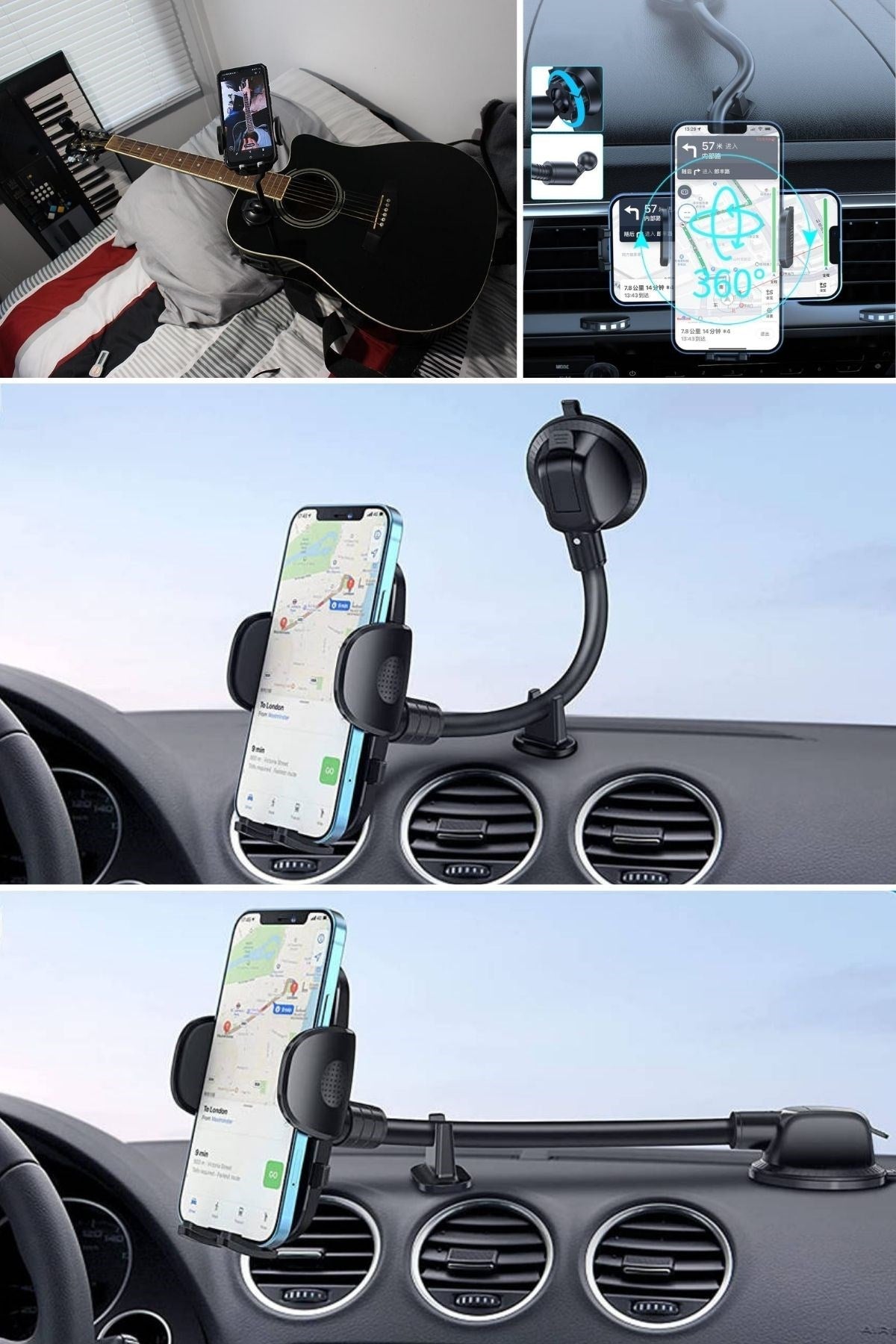ANKAVERSE® 360° Ayarlanabilir Vakumlu Araç Telefon Tutucu