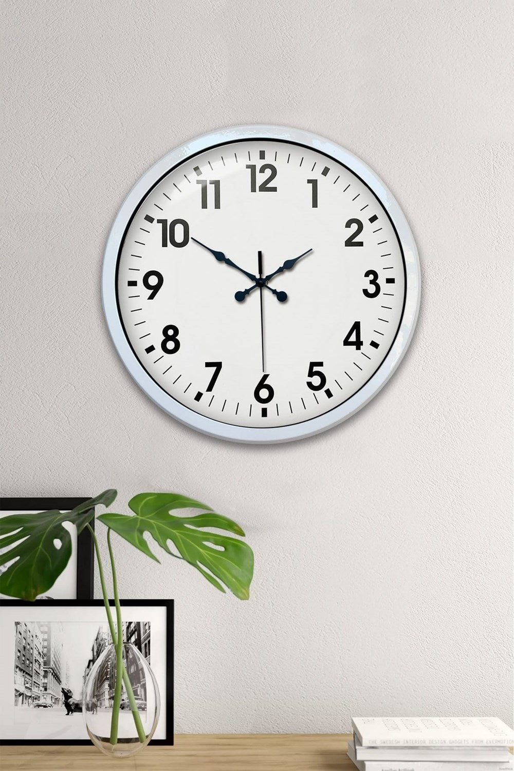 Zentime 40 Cm Metal Beyaz Klasik Duvar Saati
