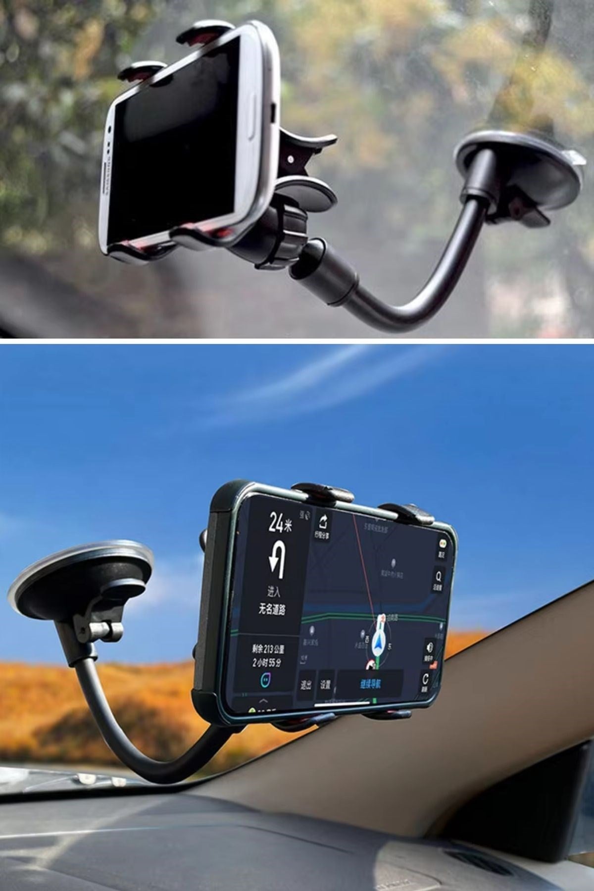 ANKAVERSE® Akrobat Cama Sabitlenen Güçlü Vakumlu 360 Derece Dönen Tüm Modellere Uyan Oto Telefon Tutucu