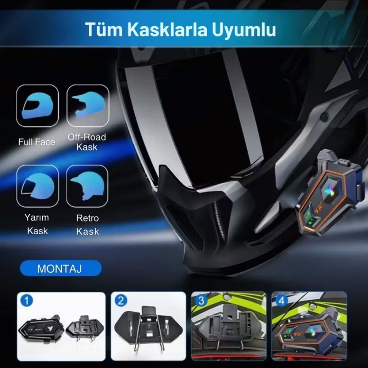 ANKAVERSE® Y20 Motorsikletler İçin Kablosuz Bluetooth Kulaklıklı – Suya Dayanıklı, Uzun Ömürlü Batarya, Gürültü Engelleme Özellikli Kask Kulaklığı