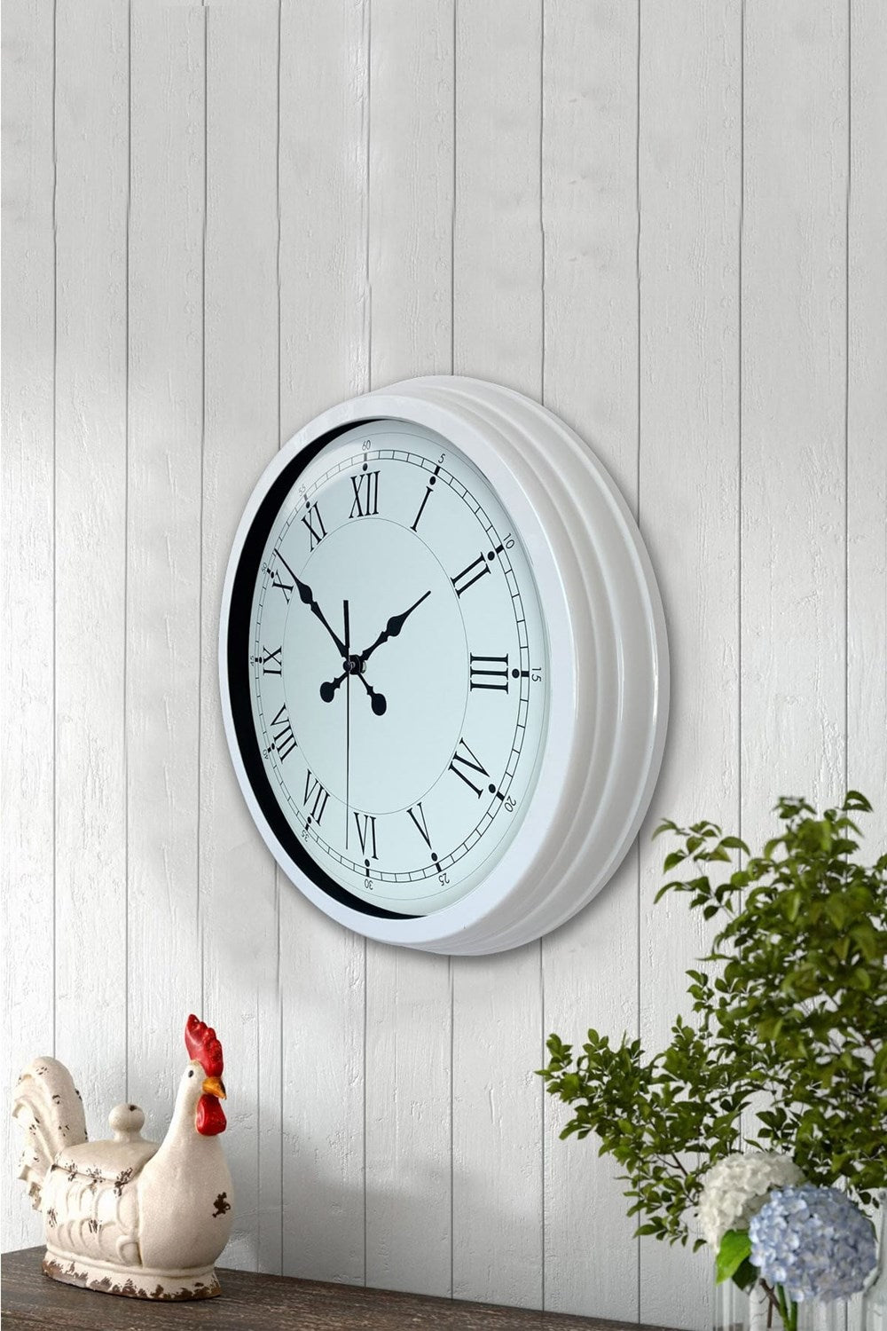 Zentime 40 Cm Metal Beyaz Roma Rakamlı Duvar Saati