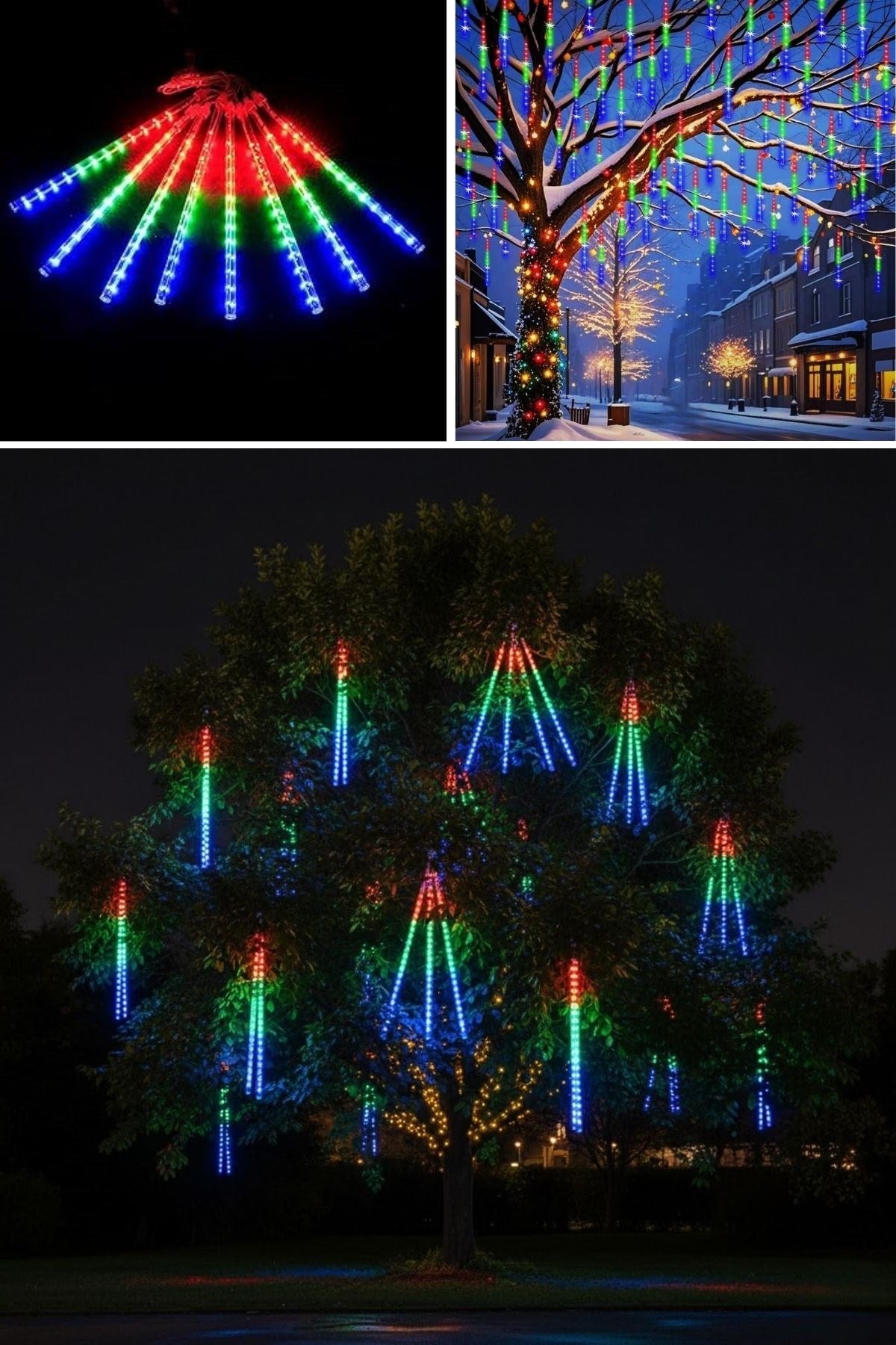 10'lu 45 CM Uzunluğunda Plastik Meteor 2m Kablo LED USB RGB Ağaç Işığı – Renk Değiştiren Asmalı Dekoratif Bahçe ve Dış Mekan Aydınlatması