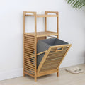 2 ORGANİZER RAFLI - ÇEK AÇ SEPET AHŞAP BAMBU KİRLİ ÇAMAŞIR SEPET 40X35X95CM (5286)