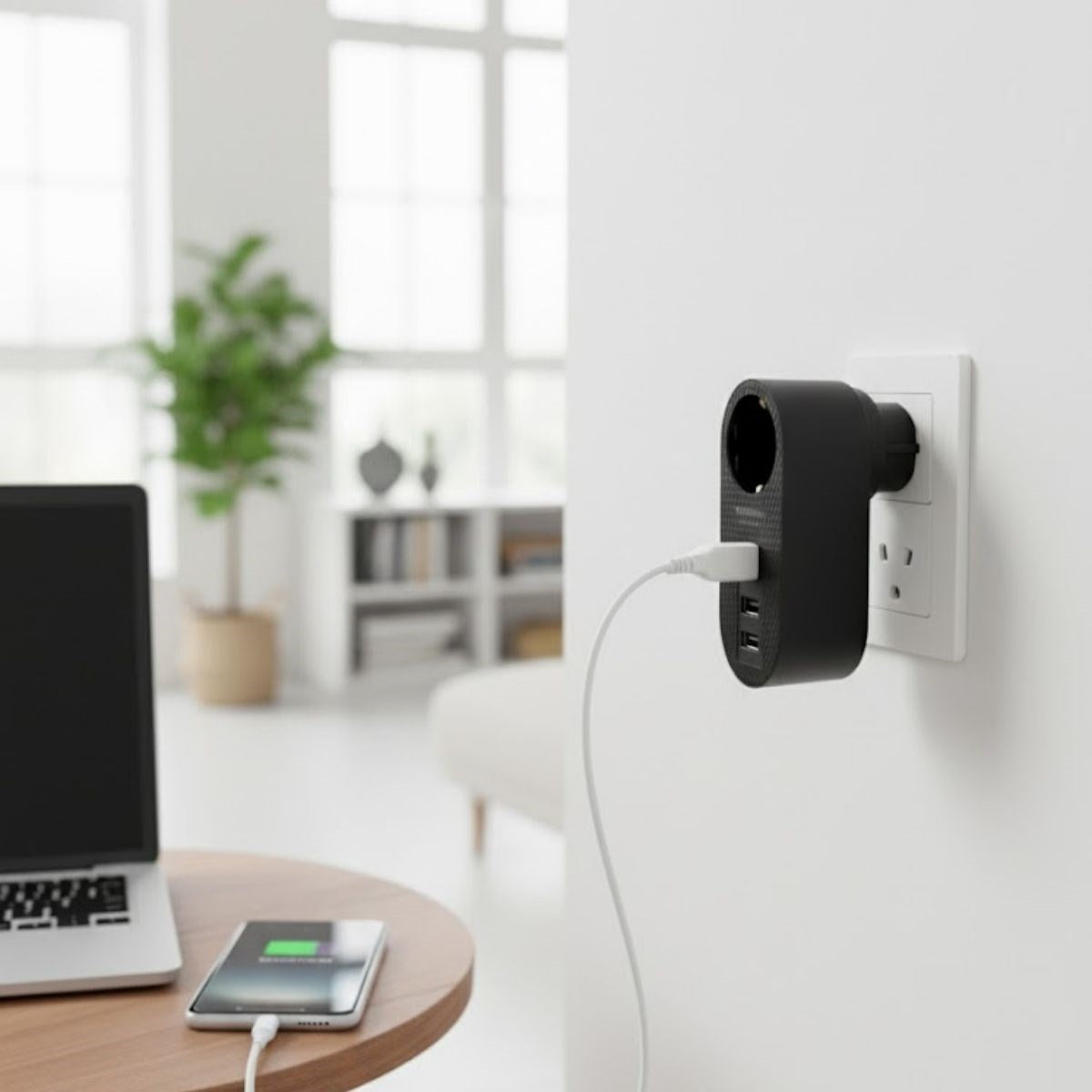 2 USB,1 TYPE-C Girişli 1'li Çocuk Korumalı,Isıya Karşı Dayanıklı 2500Watt Termal Akım Korumalı Priz (5286)