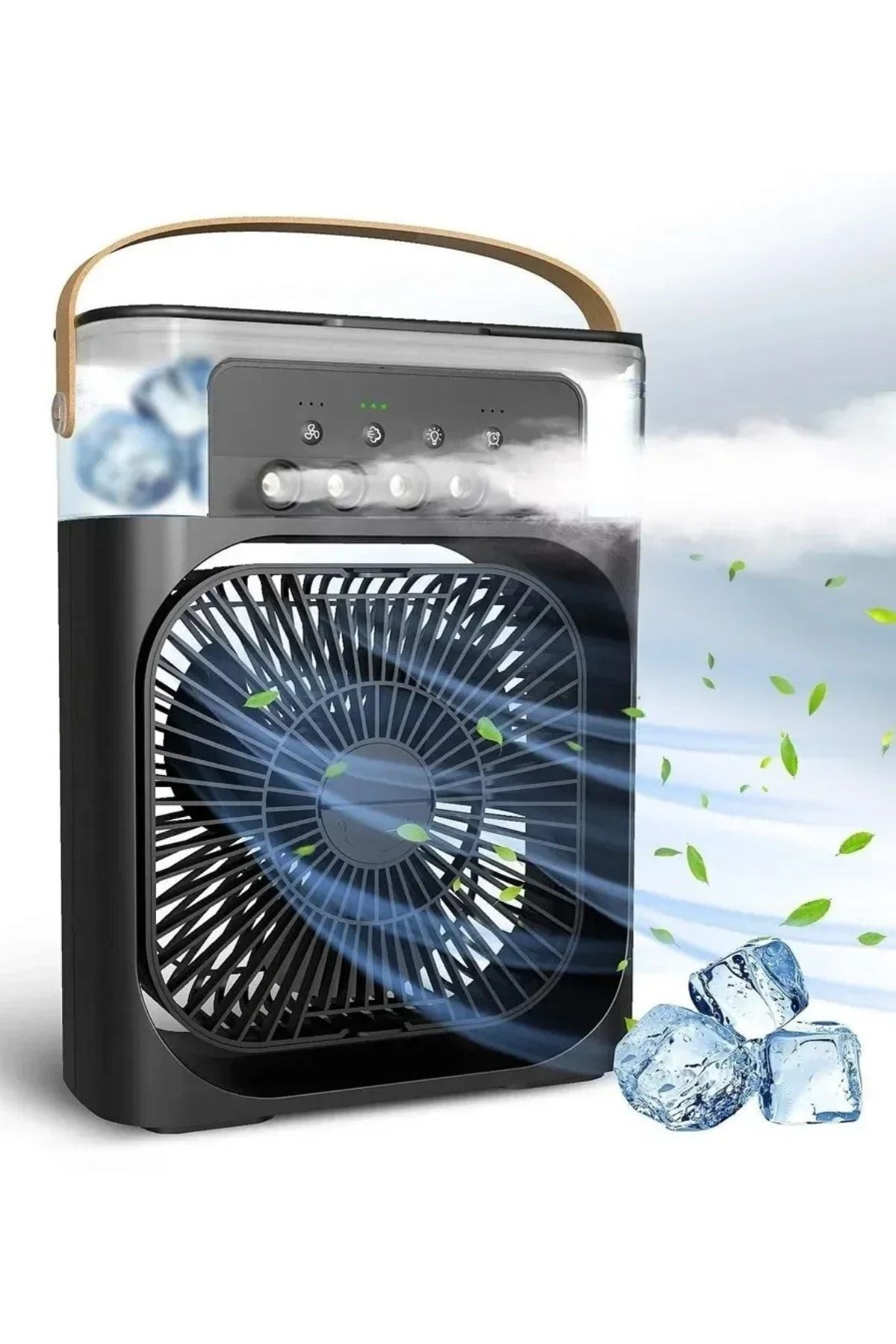 ANKAVERSE® Taşınabilir 3 Farklı Mod Ayarlı 7 Farklı Led Işıklı Sulu Soğutmalı Taşınabilir Masaüstü USB Fan Vantilatör