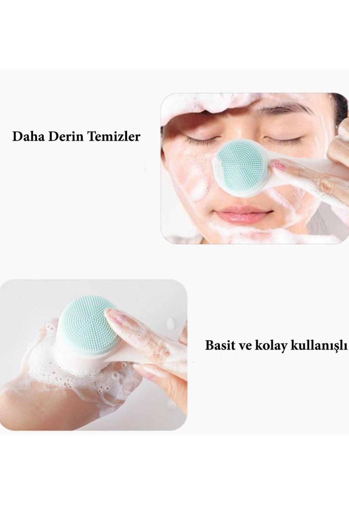 ANKAVERSE® Yeşim Taşı Masaj Aleti ve Cilt Temizleme Fırçası 2'li Set