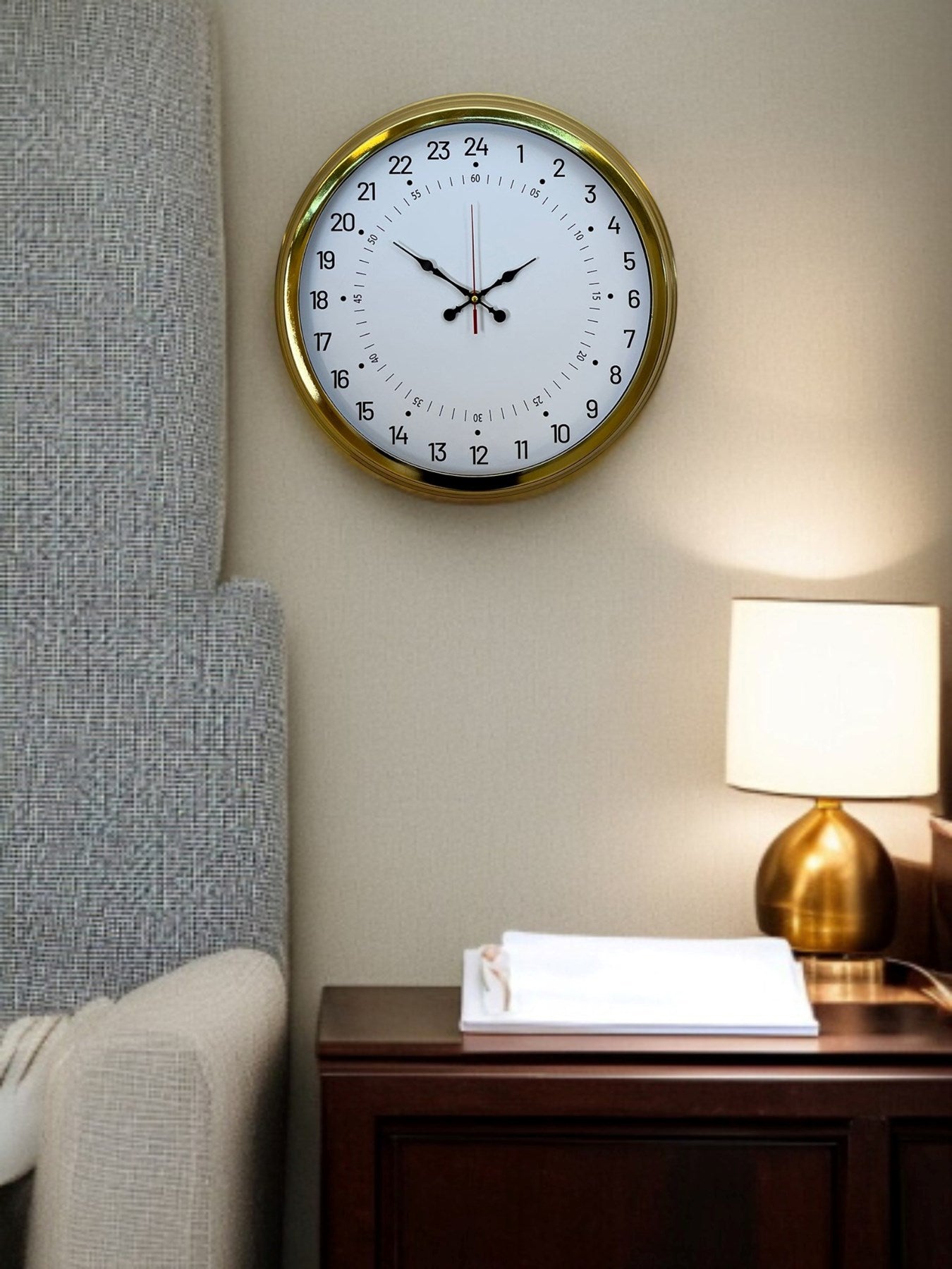 Zentime Gold 40 Cm Metal 24 Saat Göstergeli Özel Tasarım Duvar Saati