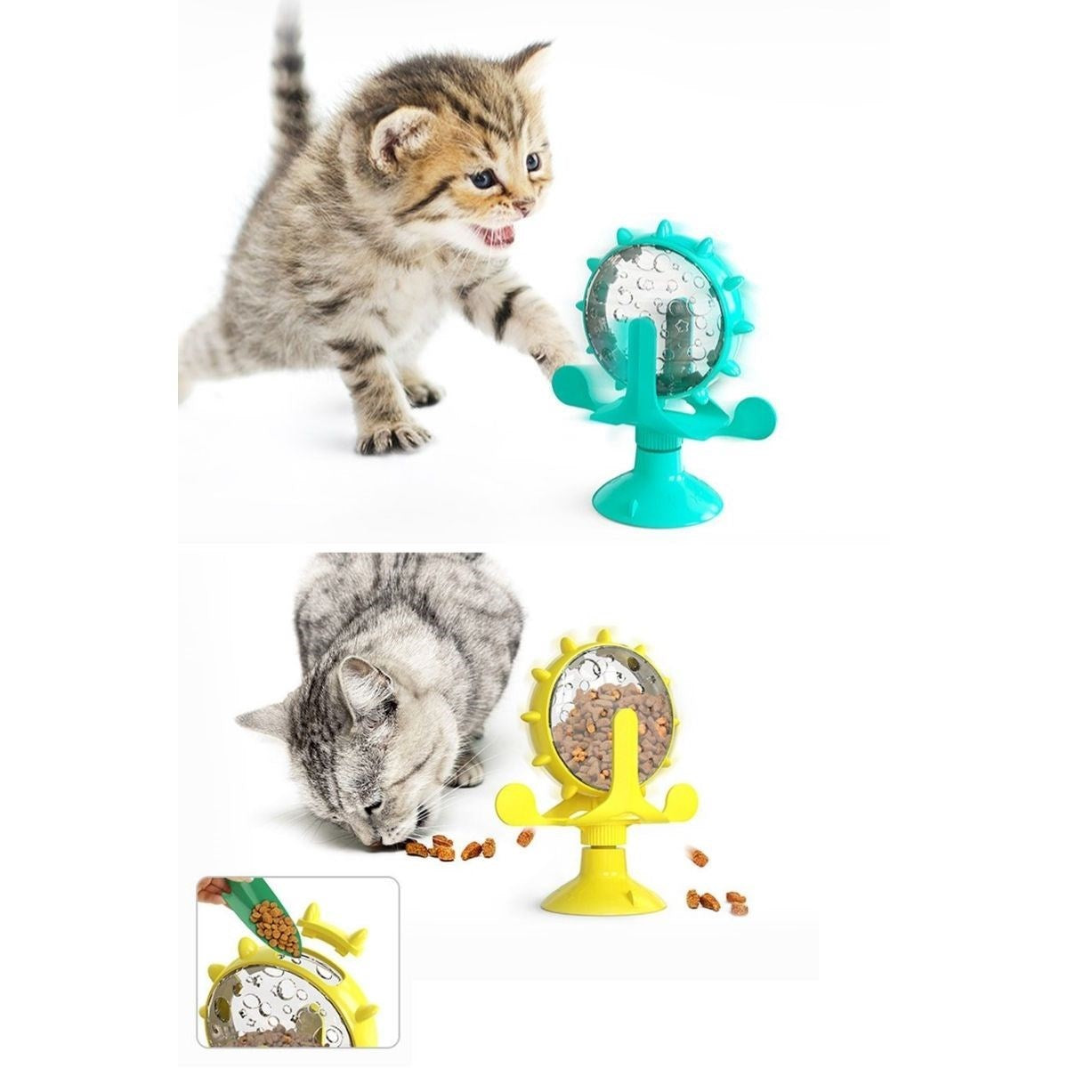 ANKAVERSE® Vantuzlu İnteraktif Dönen Kedi Oyuncağı