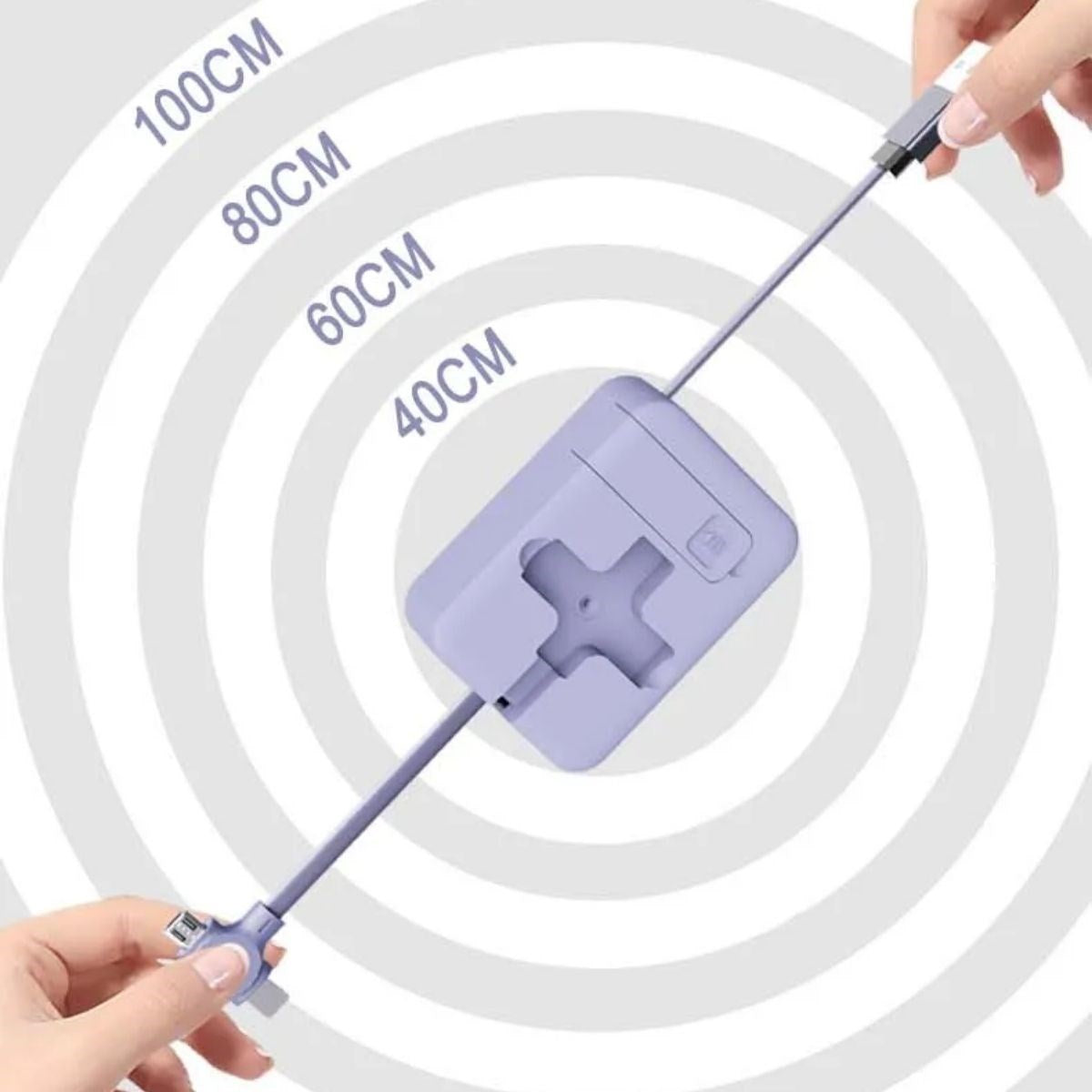 ANKAVERSE® Cep Tipi Telefon Tutuculu Makaralı Uzayıp Kısalabilen 3'ü 1 Arada USB Şarj Kablosu