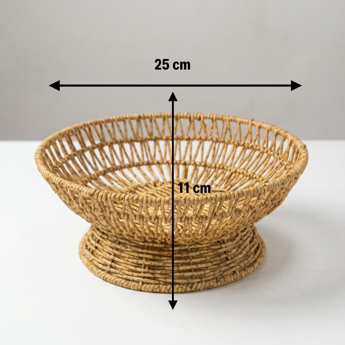 25 cm Plastik Rattan Servis Çanağı – Doğal Hasır Görünümlü Dekoratif Meyve, Ekmek ve Sunum Kasesi (5286)