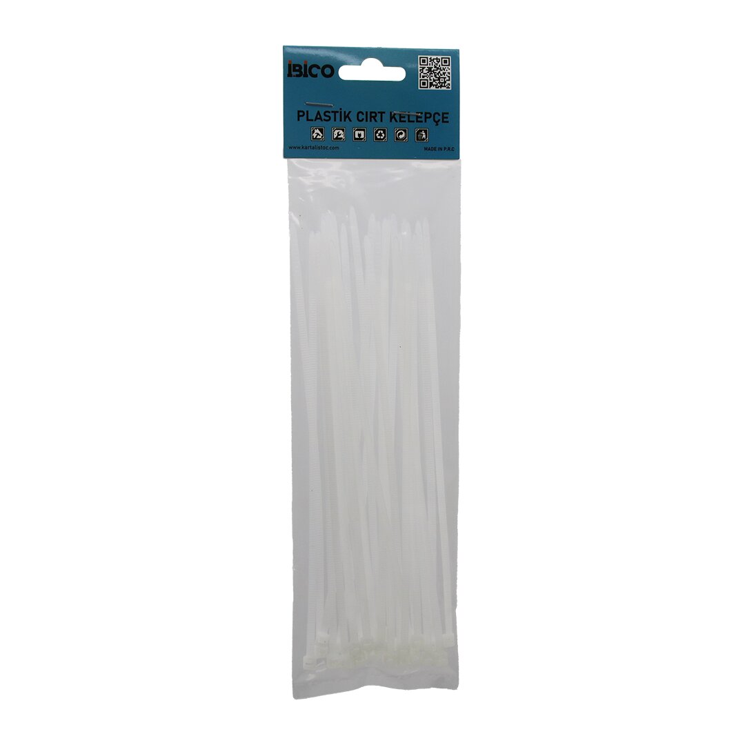 25PCS   BEYAZ   3.6X200MM  PLASTİK CIRT KELEPÇE (5286)