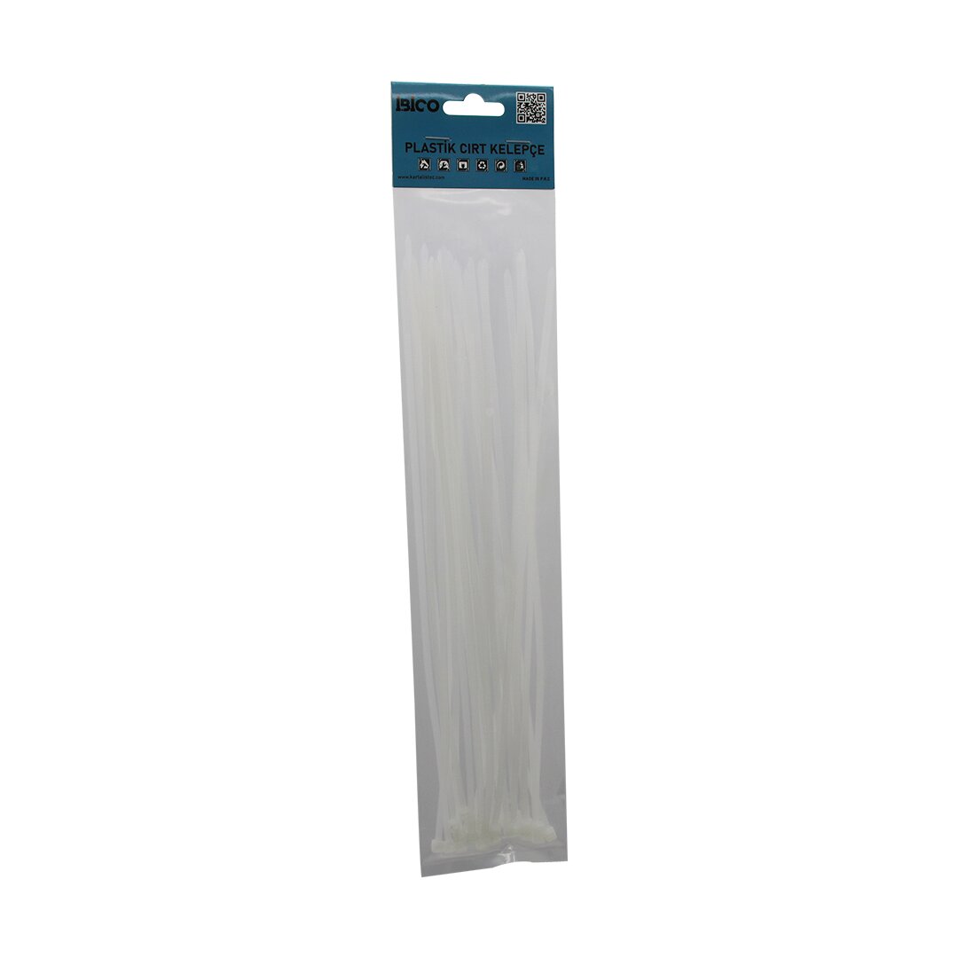 25PCS   BEYAZ   3.6X300MM  PLASTİK CIRT KELEPÇE (5286)