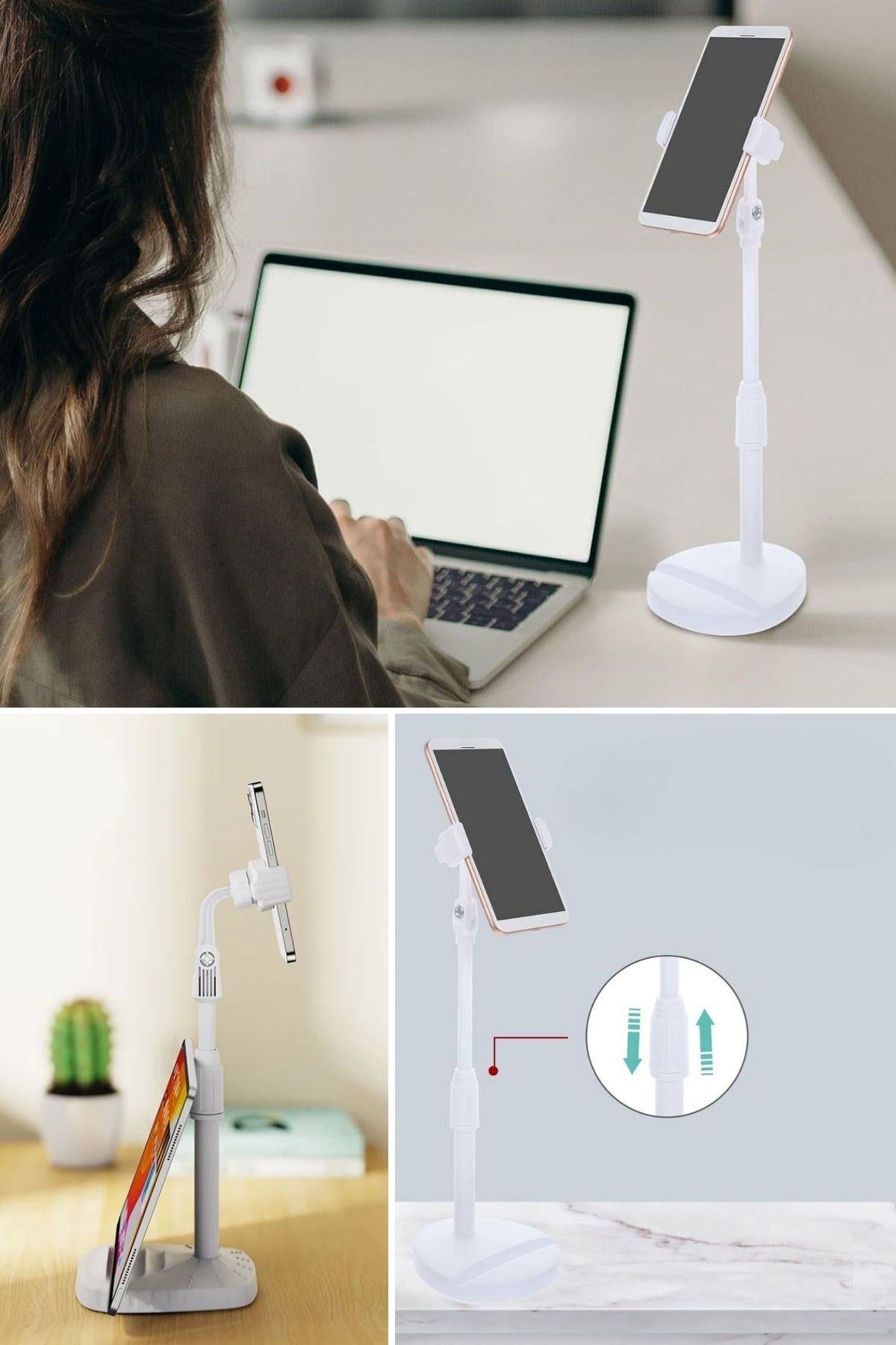 ANKAVERSE® Beyaz Masaüstü Tablet ve Telefon Standı
