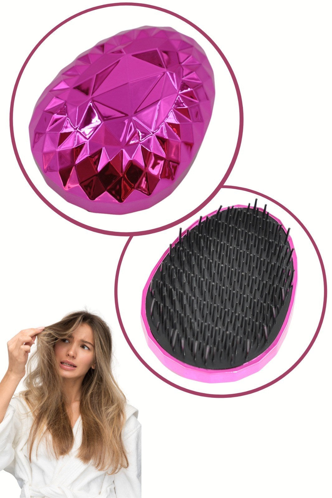 ANKAVERSE® Neon Pembe Geniş Dişli Saç Düzleştirici Tarak