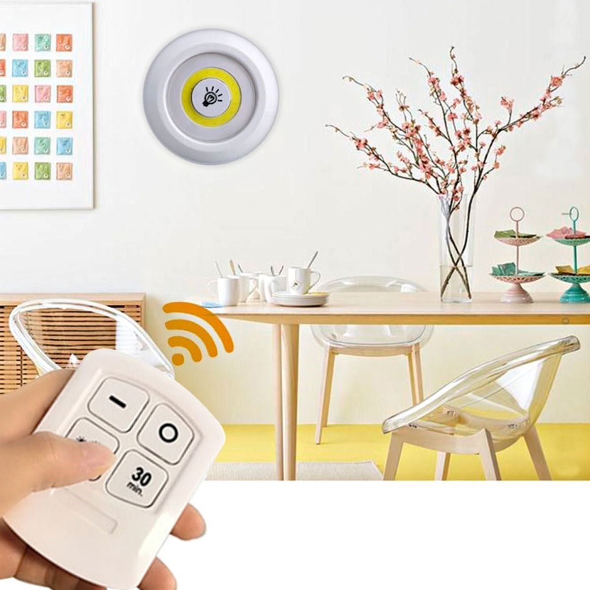 ANKAVERSE® 3'lü Uzaktan Kumandalı Kablosuz LED Spot Lambalar