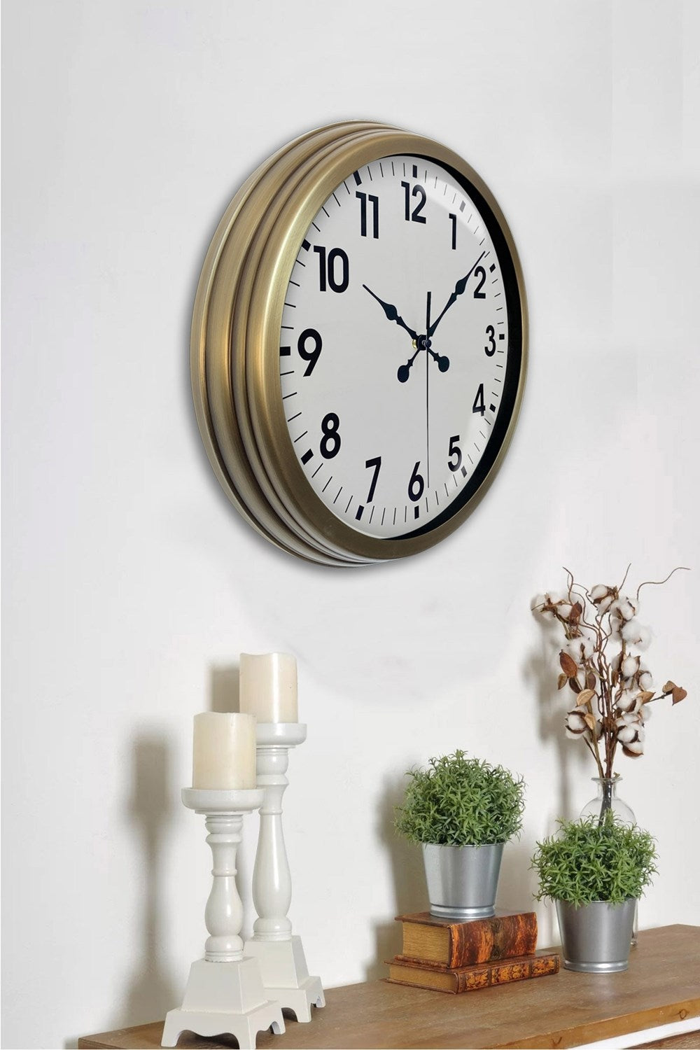 Zentime Eskitme Standart 40 Cm Metal Klasik Duvar Saati