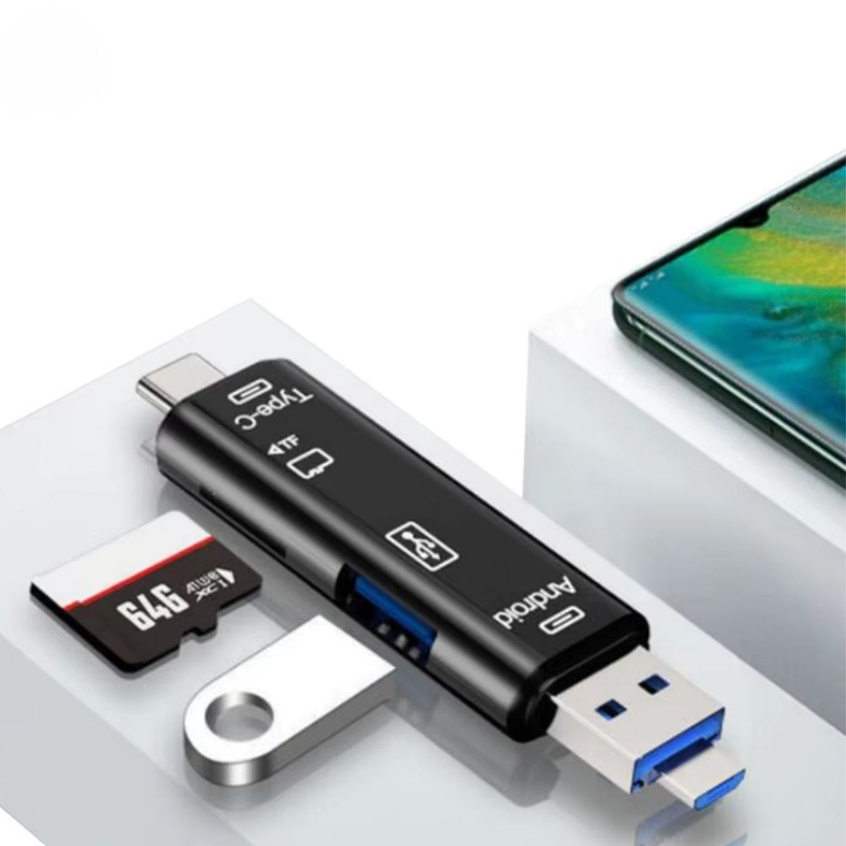 ANKAVERSE® 5 In 1 Çok Fonksiyonlu USB 2.0 Micro Sd Kart Okuyucu - Usb/micro Usb/type-C Çıkışlı, Otg Çevirici