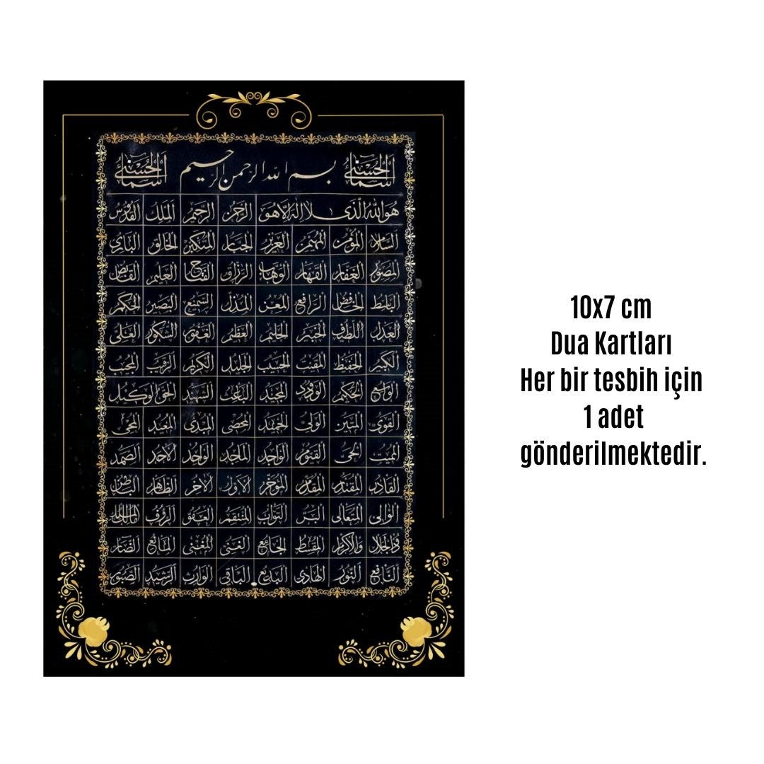 Namaz Tesbihi Vavlı 99'lu Cam İncili Esma'ul Hüsna Dua Kartı İle Süt Kahve Renk Hediyelik 10 Adet