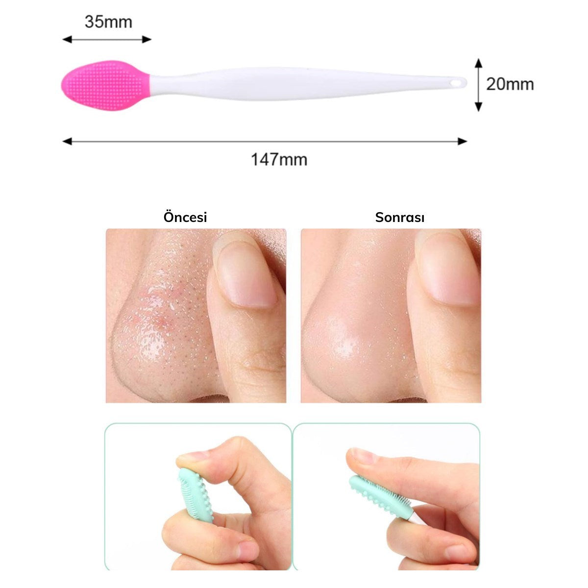 ANKAVERSE® 2'li Çift Yönlü Dudak Peeling Fırçası - Gözenek ve Siyah Nokta Temizleyici