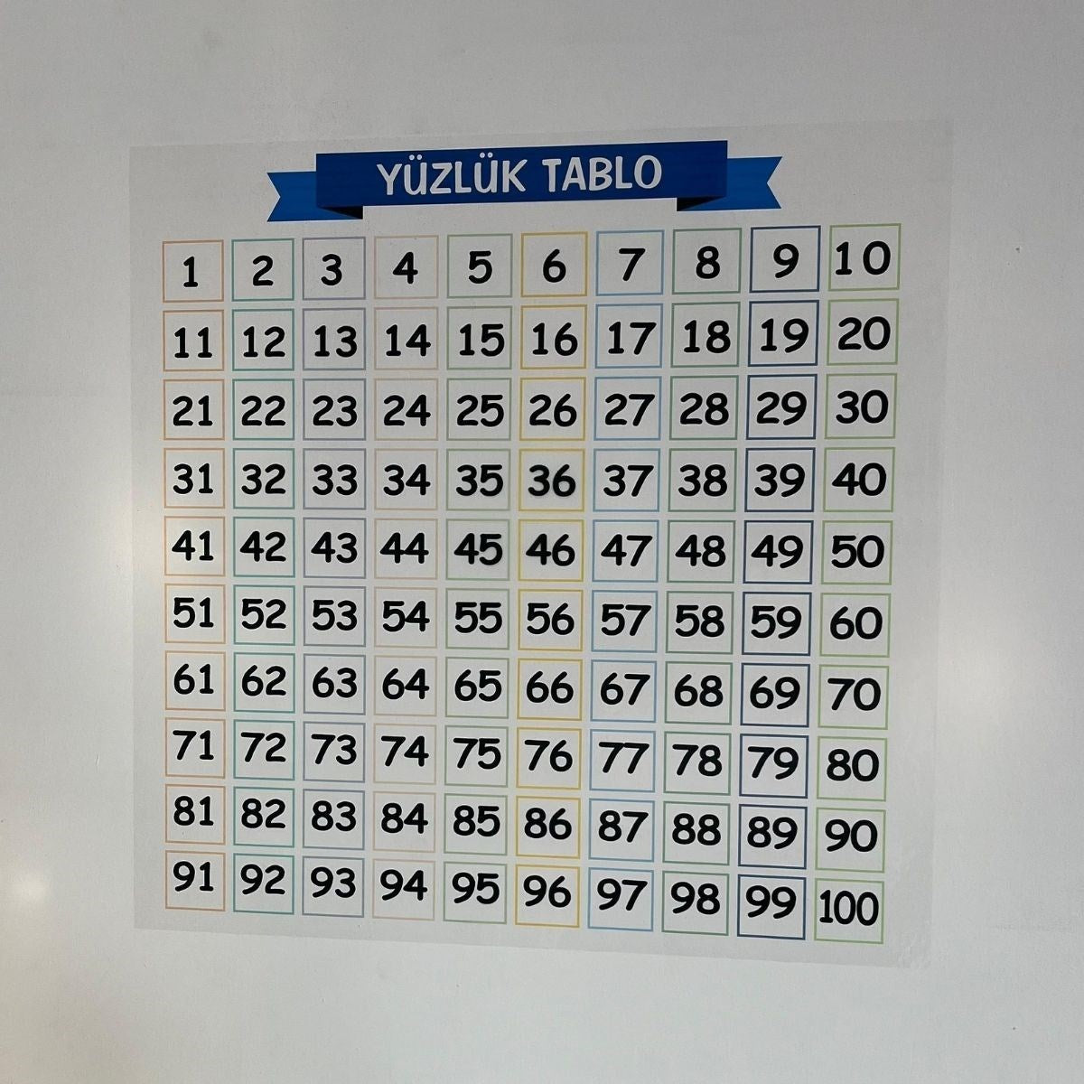 ANKAVERSE® Matematik Öğreten Yüzlük Tablo Duvarda İz Bırakmaz Akıllı Kağıt Yapışkansız Statik  60x60 cm
