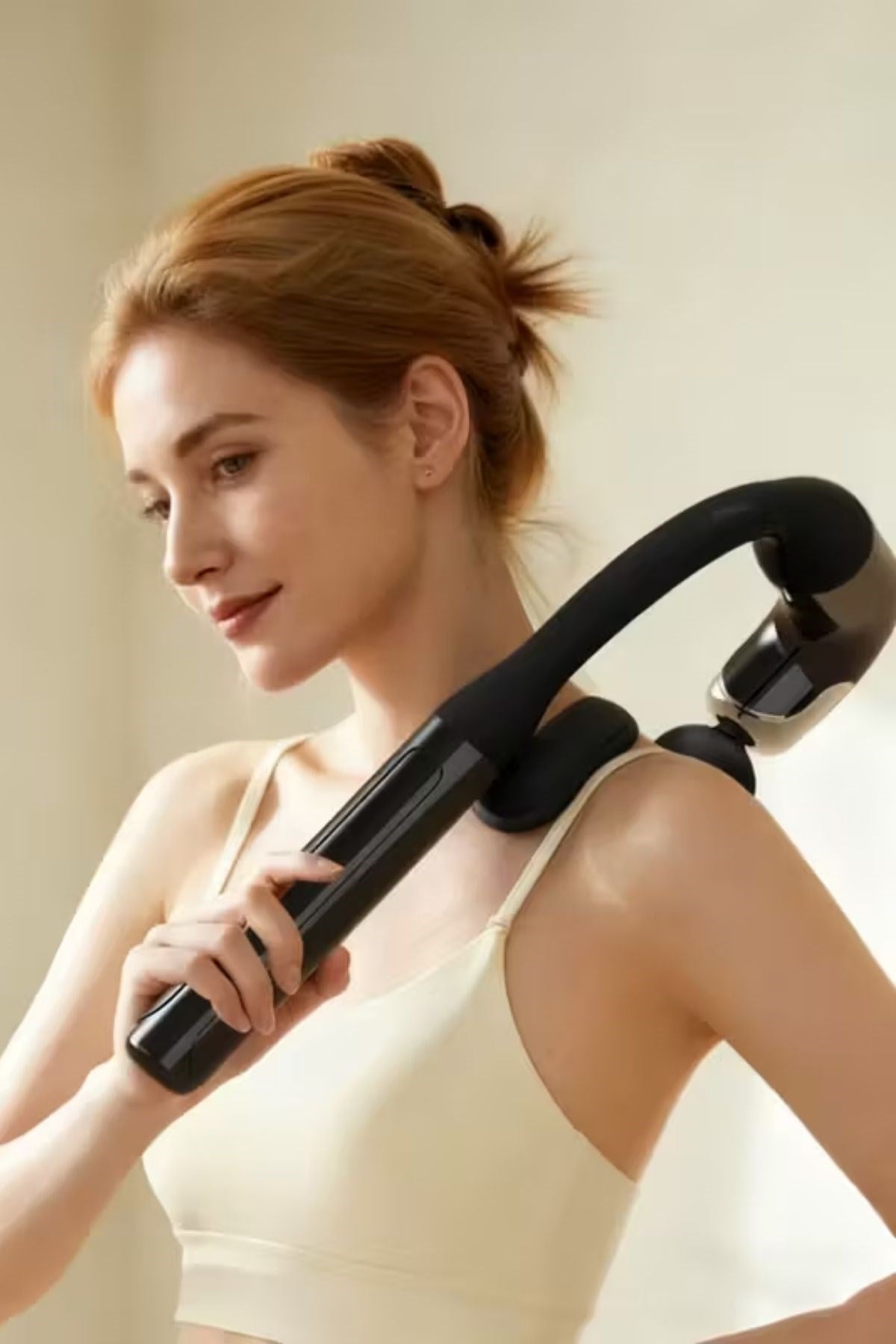 ANKAVERSE® 4 Farklı Başlıklı Uzun Saplı Derin Doku Masaj Tabancası, Boyun, Omuz ve Sırt için Ergonomik Saplı Çoklu Masaj Modlu Taşınabilir Masaj Aleti