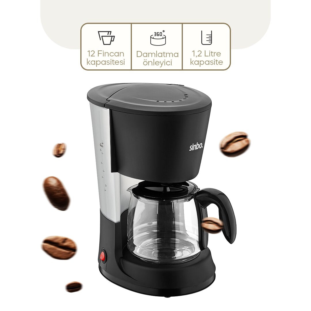 2İN1 FİLTRE KAHVE - ÇAY DEMLEME MAKİNESİ 1.2LT CAM HAZNE - SU SEVİYE GÖSTERGE  SCM-2938 (5286)